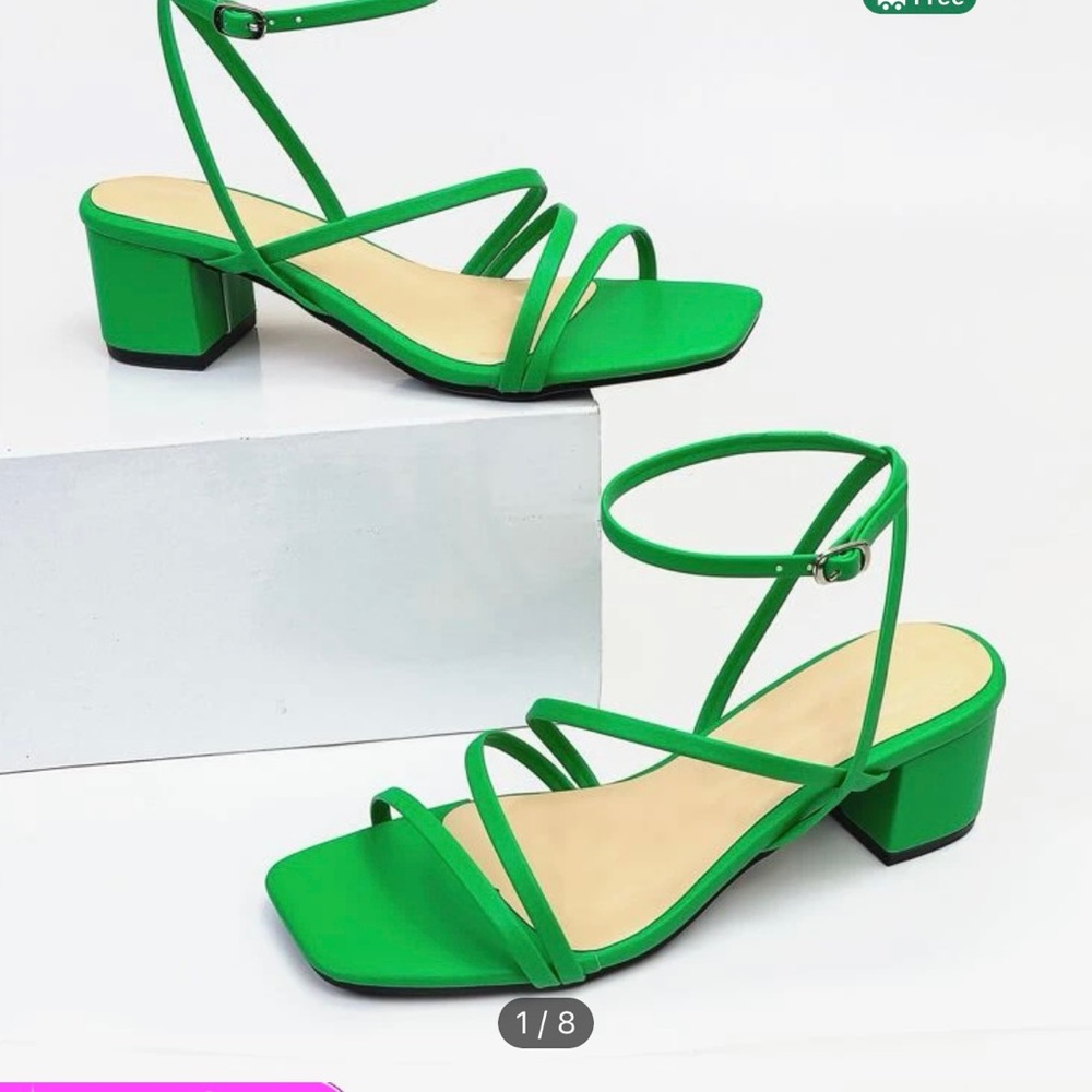 Shein Green sandel chunky heels